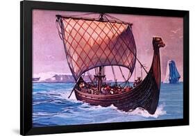 Viking Ship-English School-Framed Giclee Print