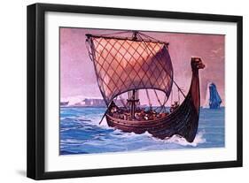 Viking Ship-English School-Framed Giclee Print