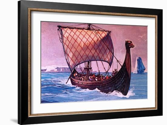 Viking Ship-English School-Framed Giclee Print