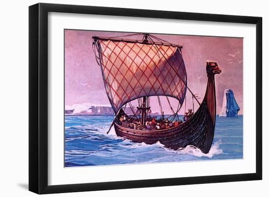 Viking Ship-English School-Framed Giclee Print