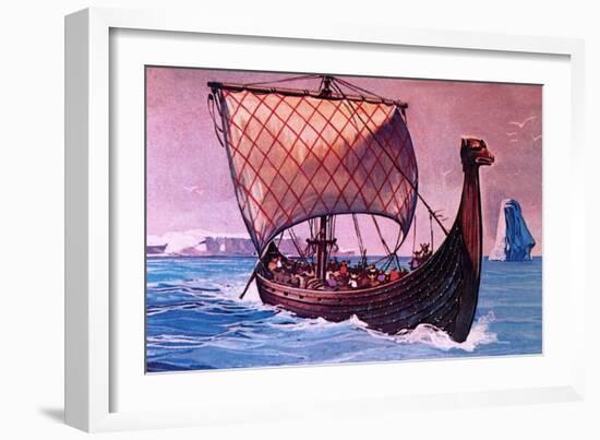 Viking Ship-English School-Framed Giclee Print