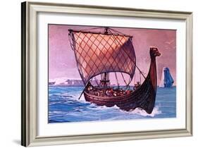 Viking Ship-English School-Framed Giclee Print