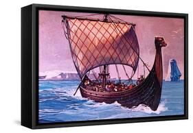 Viking Ship-English School-Framed Stretched Canvas