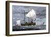 Viking Ships at Sea with Warriors on Board-null-Framed Giclee Print