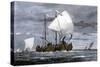 Viking Ships at Sea with Warriors on Board-null-Stretched Canvas