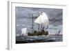 Viking Ships at Sea with Warriors on Board-null-Framed Giclee Print