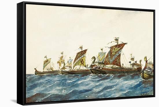 Viking Ships of the King Olaf I of Norway (995-1000)-null-Framed Stretched Canvas