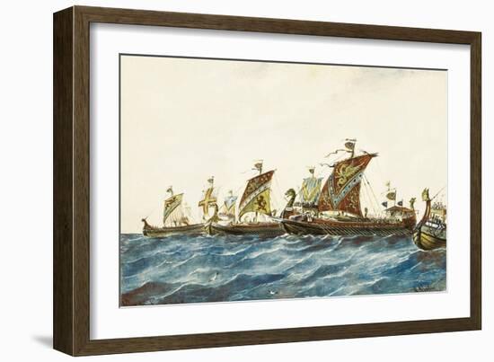 Viking Ships of the King Olaf I of Norway (995-1000)-null-Framed Art Print