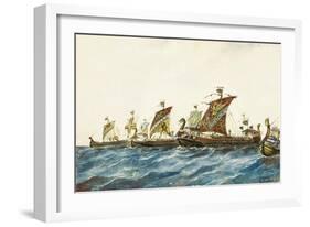 Viking Ships of the King Olaf I of Norway (995-1000)-null-Framed Art Print