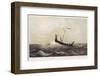Viking Vessel Heads out into the Open Sea Her Sail Bellying out Before a Favouring Wind-W.j. Hofdijk-Framed Photographic Print