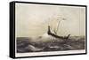 Viking Vessel Heads out into the Open Sea Her Sail Bellying out Before a Favouring Wind-W.j. Hofdijk-Framed Stretched Canvas