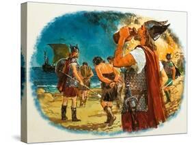 Viking Warrior Taking a Drink-Clive Uptton-Stretched Canvas