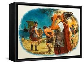 Viking Warrior Taking a Drink-Clive Uptton-Framed Stretched Canvas