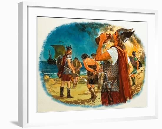 Viking Warrior Taking a Drink-Clive Uptton-Framed Giclee Print