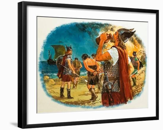 Viking Warrior Taking a Drink-Clive Uptton-Framed Giclee Print