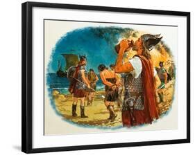 Viking Warrior Taking a Drink-Clive Uptton-Framed Giclee Print