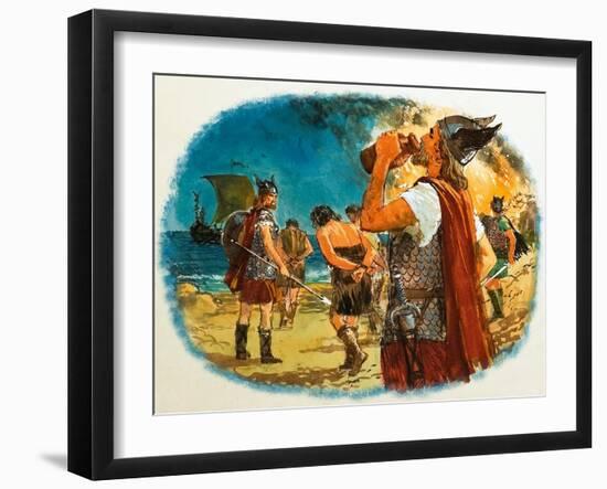 Viking Warrior Taking a Drink-Clive Uptton-Framed Giclee Print