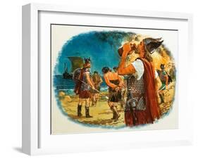 Viking Warrior Taking a Drink-Clive Uptton-Framed Giclee Print