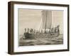 Vikingesnekke, Norwegian Warriors in a Half-Decked Warship-Anker Lund-Framed Art Print