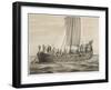 Vikingesnekke, Norwegian Warriors in a Half-Decked Warship-Anker Lund-Framed Art Print