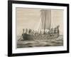 Vikingesnekke, Norwegian Warriors in a Half-Decked Warship-Anker Lund-Framed Art Print