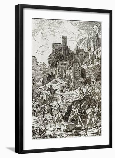 Vikings Attacking the Celts, Illustration from 'The Story of Man' by J.W. Buel (Litho)-null-Framed Giclee Print