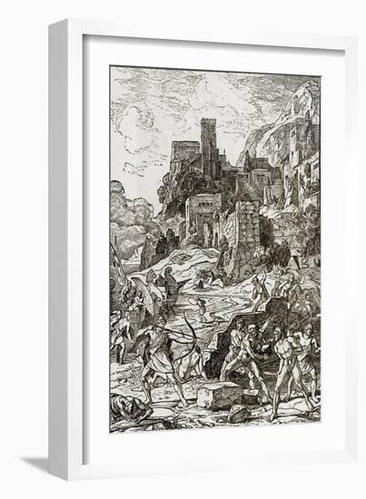 Vikings Attacking the Celts, Illustration from 'The Story of Man' by J.W. Buel (Litho)-null-Framed Giclee Print