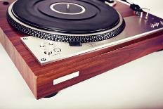 Stereo Turntable Vinyl Record Player Analog Retro Vintage Closeup-Viktorus-Photographic Print