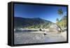 Vila do Abraao Beach, Ilha Grande, Rio de Janeiro State, Brazil, South America-Ian Trower-Framed Stretched Canvas