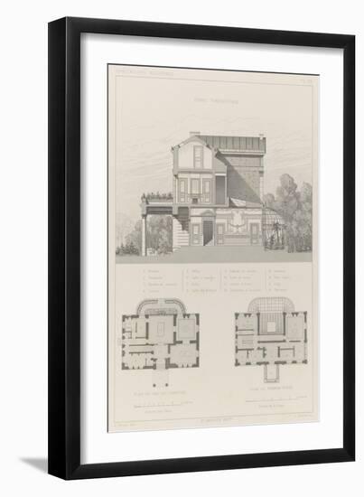 Villa à Neuilly-sur-Seine de M.Labrouste : coupe transversale, plans de rez-null-Framed Giclee Print