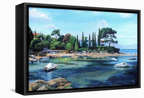 Villa and Boats, South of France-Trevor Neal-Framed Stretched Canvas