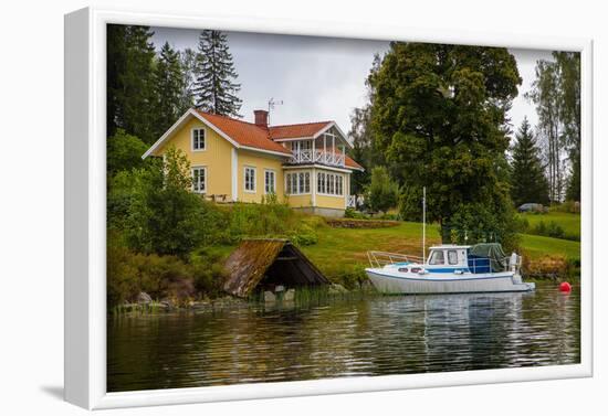 Villa, boat, Gustavsfors, Lelång Lake, Dalsland, Sweden-Andrea Lang-Framed Photographic Print