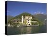 Villa del Balbianello on Punta di Lavedo in Spring Sunshine, Lake Como, Italian Lakes, Italy-Peter Barritt-Stretched Canvas