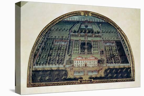 Villa Di Castello from a Series of Lunettes Depicting Views of the Medici Villas, 1599-Giusto Utens-Stretched Canvas