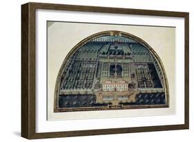 Villa Di Castello from a Series of Lunettes Depicting Views of the Medici Villas, 1599-Giusto Utens-Framed Giclee Print