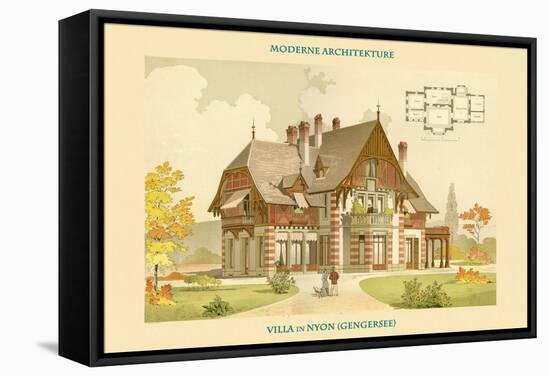 Villa in Nyon, Lake Geneva-G. Brocher-Framed Stretched Canvas