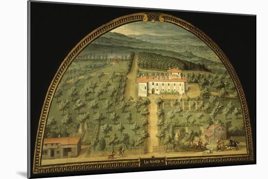 Villa La Magia, Tuscany, Italy, from Series of Lunettes of Tuscan Villas, 1599-1602-Giusto Utens-Mounted Giclee Print