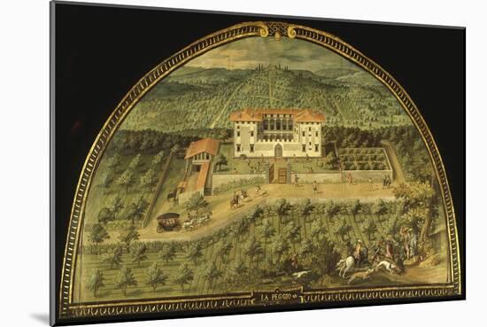 Villa La Peggio, Tuscany, Italy, from Series of Lunettes of Tuscan Villas, 1599-1602-Giusto Utens-Mounted Giclee Print