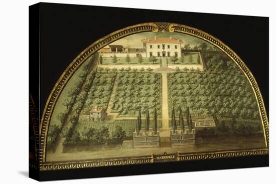 Villa Marignolle, Tuscany, Italy, from Series of Lunettes of Tuscan Villas, 1599-1602-Giusto Utens-Stretched Canvas