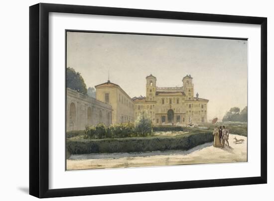 Villa Médicis : vue générale avec des personnages en costume Renaissance-Louis-Philippe-François Boitte-Framed Giclee Print