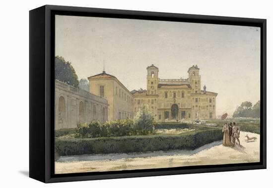 Villa Médicis : vue générale avec des personnages en costume Renaissance-Louis-Philippe-François Boitte-Framed Stretched Canvas