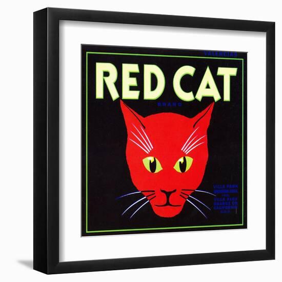 Villa Park, California, Red Cat Brand Citrus Label-Lantern Press-Framed Art Print