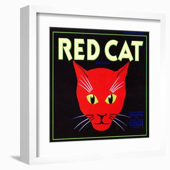 Villa Park, California, Red Cat Brand Citrus Label-Lantern Press-Framed Art Print