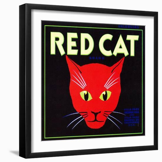 Villa Park, California, Red Cat Brand Citrus Label-Lantern Press-Framed Art Print