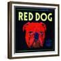 Villa Park, California, Red Dog Brand Citrus Label-Lantern Press-Framed Premium Giclee Print