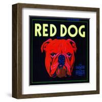 Villa Park, California, Red Dog Brand Citrus Label-Lantern Press-Framed Art Print