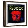 Villa Park, California, Red Dog Brand Citrus Label-Lantern Press-Framed Art Print