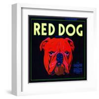Villa Park, California, Red Dog Brand Citrus Label-Lantern Press-Framed Art Print