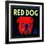 Villa Park, California, Red Dog Brand Citrus Label-Lantern Press-Framed Art Print