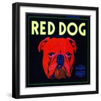 Villa Park, California, Red Dog Brand Citrus Label-Lantern Press-Framed Art Print